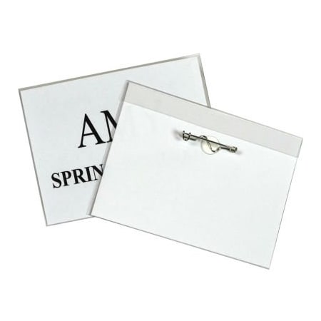 C-Line Products C-Line Pin Style Name Badge, 4in x 3in, Clear, 100/Box 94043